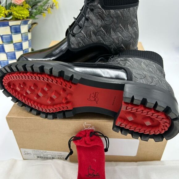 Men's Christian Louboutin Trapman leather boots size 43.5 made in Italy - Picture 5 of 10